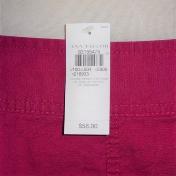 NWT Ann Taylor Cranberry Front Pleat Skirt Size 8 - Picture 6 of 6